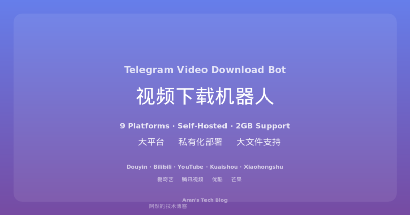 🚀 免费神器！Telegram视频下载机器人，5大热门平台一键扒视频，秒变下载达人-阿然 - 折腾日记